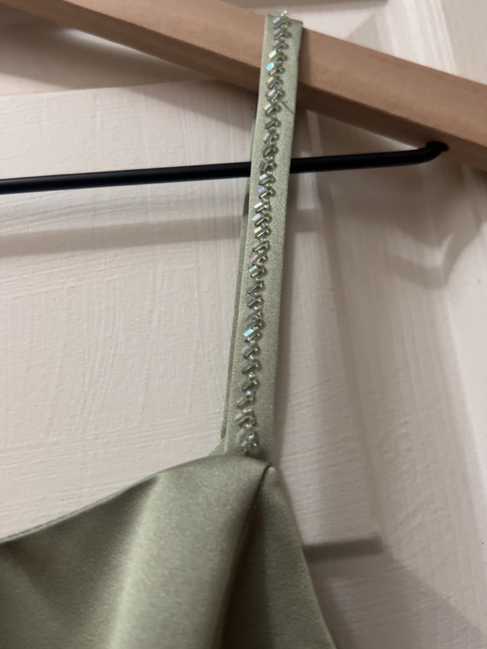 Alfred Angelo Sage Green Spaghetti-Strap Dress - Picture 6 of 17